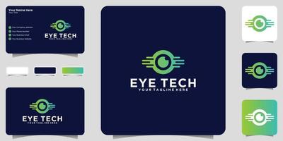 tech eye logo and business card design vector