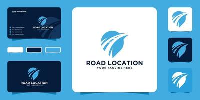 road location logo design inspiration, circuit location and business card vector