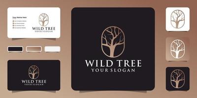 wild dry tree design logo vector and business card inspiration