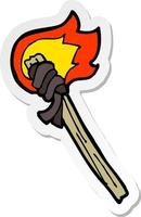 sticker of a cartoon burning torch vector