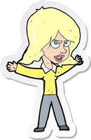 sticker of a cartoon woman gesturing vector