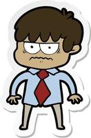 sticker of a annoyed cartoon boy vector