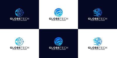 world globe logo abstract collection vector