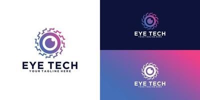 technology eyepiece logo template and business card design vector