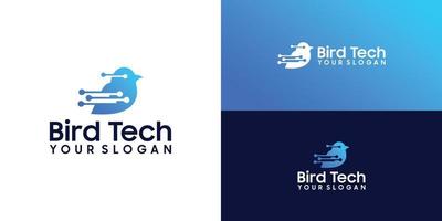 technology, data and connection bird logo design inspiration vector