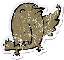 distressed sticker of a cartoon bird vector