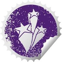 quirky distressed circular peeling sticker symbol stars vector