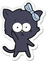 sticker of a cartoon cat vector