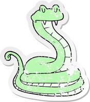 distressed sticker of a cartoon snake vector