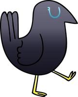 quirky gradient shaded cartoon crow vector