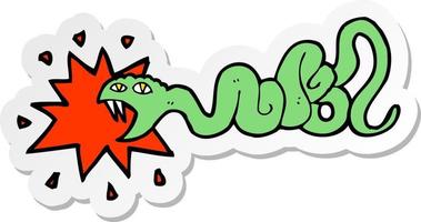 sticker of a cartoon biting snake vector