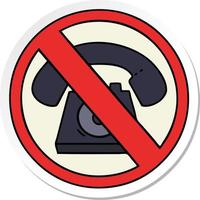 sticker of a cute cartoon no phones allowed sign vector