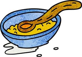 textured cartoon doodle of a cereal bowl vector