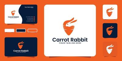zanahoria con diseño de logotipo de conejo de espacio negativo vector