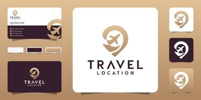 Travel location logo design template and business card inspiration vector