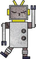 robot de dibujos animados de textura grunge retro vector