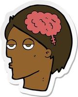 sticker of a cartoon head with brain symbol vector