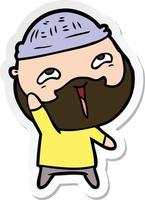 sticker of a cartoon happy bearded man vector