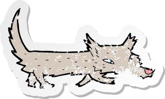 retro distressed sticker of a cartoon little wolf vector