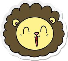 sticker of a cartoon lion face vector