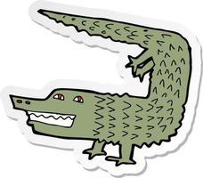 sticker of a cartoon crocodile vector