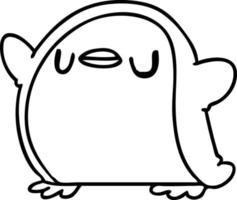 line drawing kawaii of a cute penguin vector