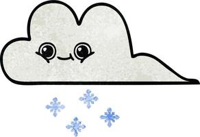 nube de nieve de dibujos animados de textura grunge retro vector