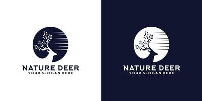 nature deer silhouette logo design inspiration vector