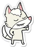 sticker of a friendly cartoon wolf vector