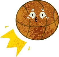 retro illustration style cartoon basketball vector
