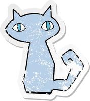 retro distressed sticker of a cartoon cat vector