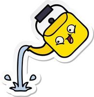 sticker of a cute cartoon pouring kettle vector