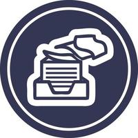office paper stack circular icon vector