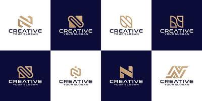 Collection of initial letter n monogram logo design template vector