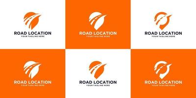 plantilla de diseño de logotipo de símbolo de ubicación y carretera de expedición vector