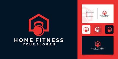 home fitness logo template design and business card vector