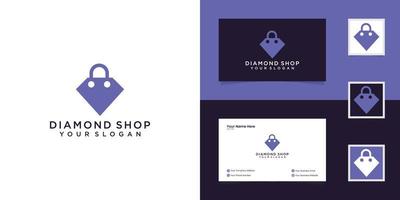 diamond and shop logo combination. Jewelry and sale symbol or icon. Unique gem and market logotype design template and business card vector