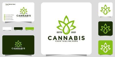 cannabis leaf vintage logo inspiration template and business card design vector
