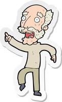 sticker of a cartoon frightened old man vector