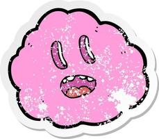 retro distressed sticker of a cartoon spooky cloud vector