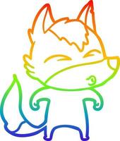 rainbow gradient line drawing cartoon wolf whistling vector