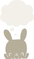 cartoon rabbit and thought bubble in retro style vector