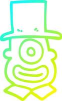 cold gradient line drawing cartoon cyclops in top hat vector