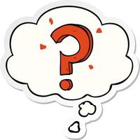 cartoon question mark and thought bubble as a printed sticker vector