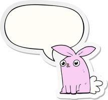cartoon bunny rabbit and speech bubble sticker vector