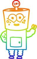 arco iris gradiente línea dibujo feliz dibujos animados robot saludando hola vector