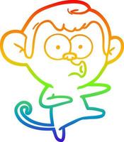 rainbow gradient line drawing cartoon dancing monkey vector