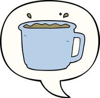 cartoon coffee cup and speech bubble vector