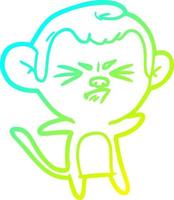 cold gradient line drawing cartoon annoyed monkey vector