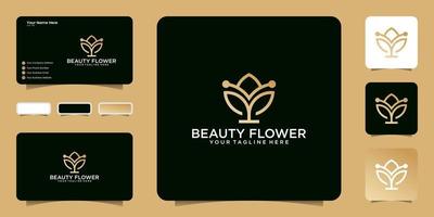 minimalist natural flower logo and business card inspiration vector